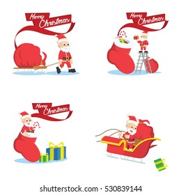 santa 3 cartoon set