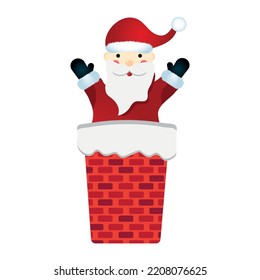 Santa about to go down the chimney vector stock illustration