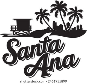 Santa Ana California Skyline Silhouette