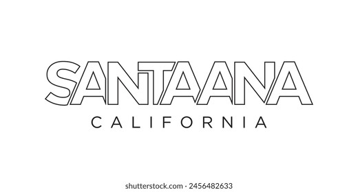 Santa Ana, California, USA typography slogan design. America logo with graphic city lettering for print and web.