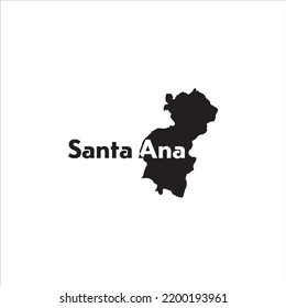 Mapa de Santa Ana y diseño de letras negras sobre fondo blanco