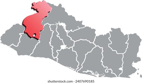 SANTA ANA MAP PROVINCE OF EL SALVADOR 3D ISOMETRIC MAP