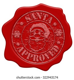 Santa approved red wax seal isolated on white background, vector illustration