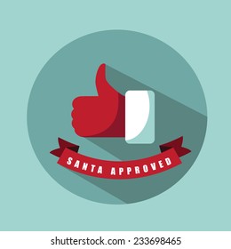 Santa approved thumbs up flat design EPS 10 vector stock illustration