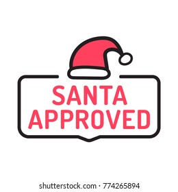 Santa approved. Vector logo, icon, badge illustration on white background.