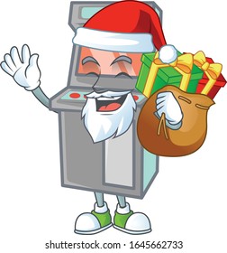 Santa arcade game machine Cartoon design having a sack of gifts