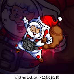 The santa with the astronaut costume esport mascot design of illustration