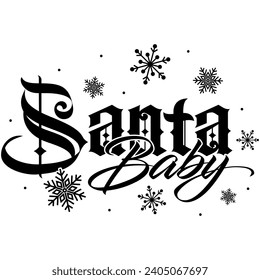santa baby black vector graphic design and cut file