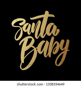 Santa baby. Lettering phrase on dark background. Design element for poster, card, banner. Vector illustration