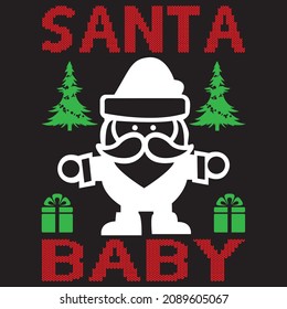 Santa baby t-shirt design, vector file.