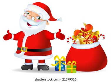 Santa with a bag of Christmas Gifts