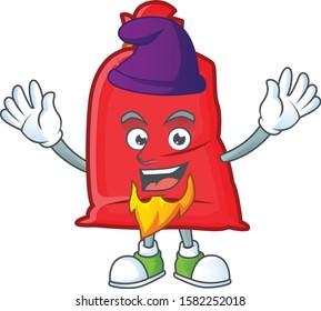 Santa bag close mascot cartoon style as an Elf