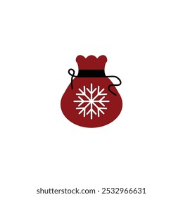 Santa Bag Color Line Icon Merry Christmas on white background