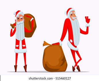 Santa with bag of gifts. Merry Christmas