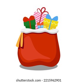 Santa bag with gifts on white background