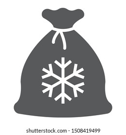 Santa bag glyph icon, christmas and gift, christmas sack sign, vector graphics, a solid pattern on a white background, eps 10.