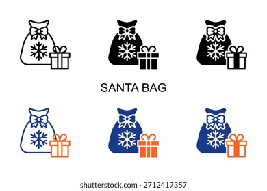 Icono de Santa Bag Multi Style Ilustración vectorial