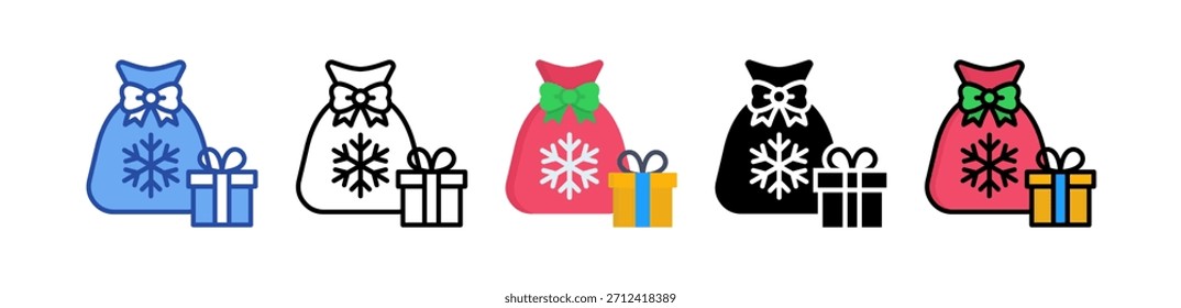 Ícone de saco de Papai Noel Ilustração de vários estilos