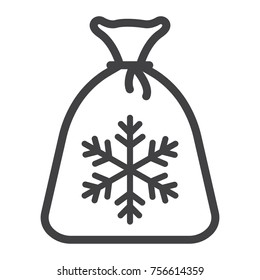 Santa bag line icon, New year and Christmas, gift sign vector graphics, a linear pattern on a white background, eps 10.