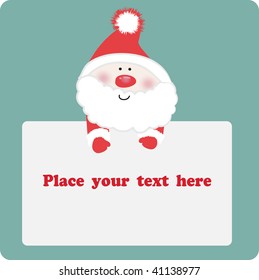 Santa con pancarta. Vector.