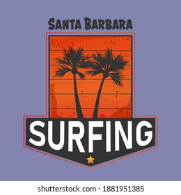 Santa Barbara beach, California - Artwork for t shirt printing