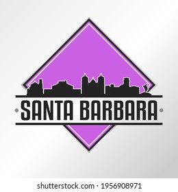 Santa Barbara, CA, USA Skyline Logo. Adventure Landscape Design Vector City Illustration Vector illustration.