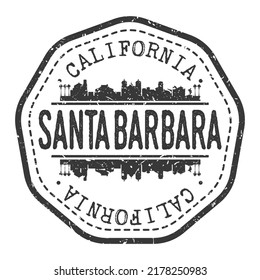 Santa Barbara, CA, USA Stamp Skyline Postmark. Silhouette Postal Passport. City Round Vector Icon. Vintage Postage Design.