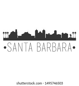 Santa Barbara California. City Skyline. Silhouette City. Design Vector. Famous Monuments.