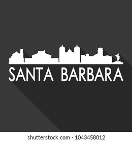Santa Barbara California Flat Icon Skyline Silhouette Design City Vector Art Famous Buildings.