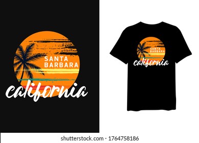 Santa barbara california with silhouette tropical palm stylish t-shirt and apparel trendy design and with typography lettering, print, vector illustration design.