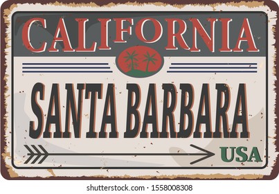 Santa Barbara California Travel Stamp. Icon Skyline City Design. Seal Tourism.