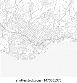 Santa Barbara, California, USA, bright outlined vector map with bigger and minor roads and steets created for infographic backgrounds.