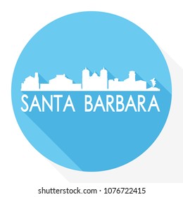 Santa Barbara California USA Flat Icon Skyline Silhouette Design City Vector Art Famous Buildings Logo.