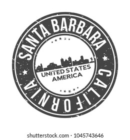 Santa Barbara California USA Round Stamp Icon Skyline City Design Badge Rubber.