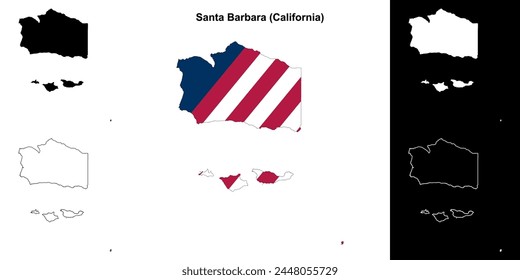 Santa Barbara County (California) outline map set