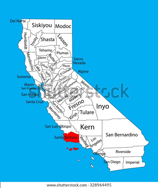 santa maria ca map Santa Barbara County California United States Stock Vector Royalty Free 328964495 santa maria ca map