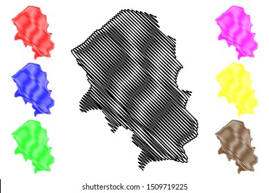 Santa Barbara Department (Republic of Honduras, Departments of Honduras) map vector illustration, scribble sketch Santa Bárbara map
