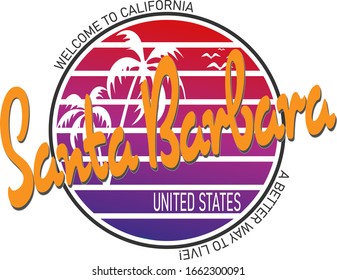 Santa Barbara. T shirt graphics for print and other user. Vector