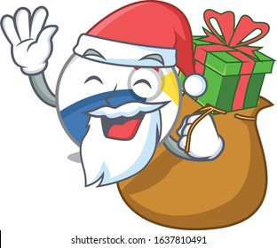 Santa beach ball Cartoon character design having box of gifts