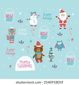 Papá Noel Oso y amigos Character Set Patrón de Navidad