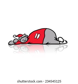 Santa bear sleeping, sketch for your design