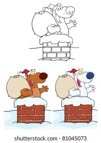 Santa Bear Waving A Greeting.Vector  Collection