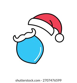 Ícone da tampa da barba do Papai Noel limpo e ilustração vetorial moderna