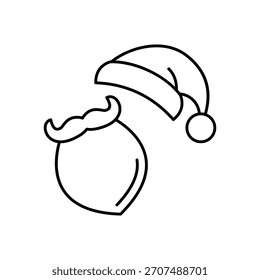 Ícone da tampa da barba do Papai Noel limpo e ilustração vetorial moderna