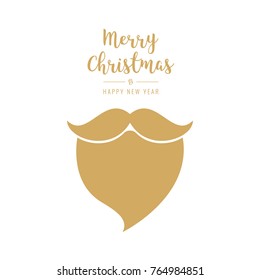 santa beard christmas greetings golden white isolated background