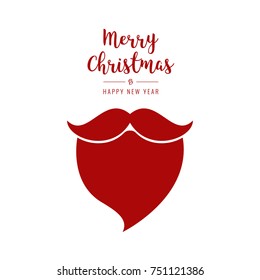 santa beard christmas greetings red white isolated background
