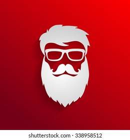 santa beard hipster modern icon style vector hippy santa claus look contour with warm beard and eyeglasses santa beard hipster modern icon style makeup classical white vacation face winter people banq