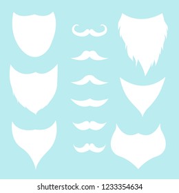 Santa beard and mustache icon isolated on blue background. Vector illustration.