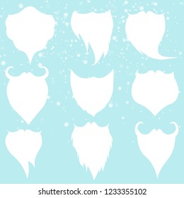 Santa beard and mustache icon isolated on  blue background. Vector illustration.