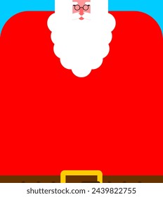 Santa beard postcard. Background poster for Christmas. Santa Claus place for text. New Year illustration